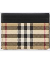 Burberry - Vintage Check Coated Cotton And Leather Card Holder - Lyst