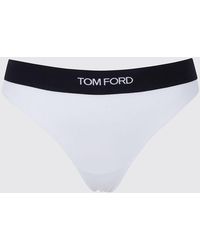 Tom Ford - Stretch-Modal Thong With Contrasting Logo-Jacquard Elasticated Waistband - Lyst