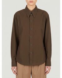 Lemaire - Long-Sleeved Cotton And Silk Blend Shirt With Curved Hem - Lyst