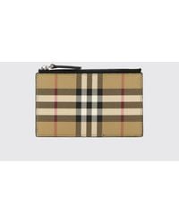Burberry - Vintage Check Leather And Coated Cotton Card Holder - Lyst