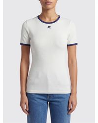 Courreges - Courr&Egrave	Ges Cotton T-Shirts With Mini Logo - Lyst