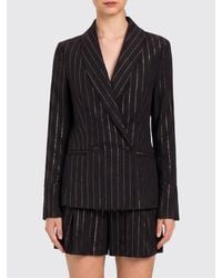 Twinset - Pinstriped Cotton Blend Double Breasted Blazer - Lyst