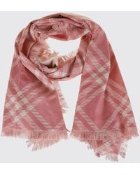 Burberry - Check Pattern Wool Blend Scarf With Fringed Hem - Lyst