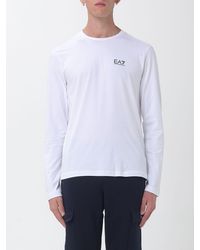 EA7 - Slim Fit Stretch Cotton Long-Sleeved T-Shirt With Monogram Print - Lyst