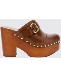Chloé - Chlo&Eacute Jeanette Calfskin Sabot Mules With High Heel And Studs - Lyst