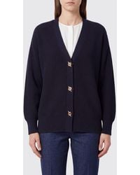 Elisabetta Franchi - V-Neck Viscose Blend Cardigan With Dropped Shoulders - Lyst