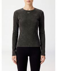 Off-White c/o Virgil Abloh - Slim Fit Long-Sleeve Cotton T-Shirt With Contrast Logo - Lyst