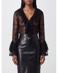Alberta Ferretti - Lace Blouse With V-Neck And Ruffle Details - Lyst