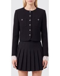 Self-Portrait - Cropped Crew-Neck Wool Blazer With Jewelled Buttons - Lyst