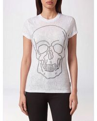 Philipp Plein - Slim Fit Cotton T-Shirt With Skull Print And Rhinestones - Lyst