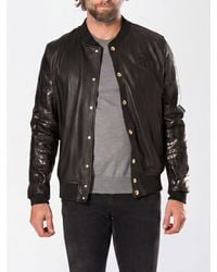 Billionaire - Nappa And Crocodile Leather Bomber Jacket With Snap Buttons - Lyst
