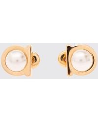 Ferragamo - Gancini-Ohrstecker Aus Messing Mit Kristallen - Lyst