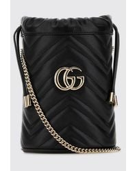 Gucci - Gg Marmont Chevron Quilted Nappa Leather Bucket Bag - Lyst