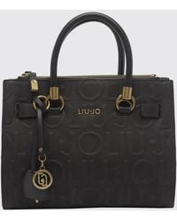 Liu Jo - Grained Faux Leather Handbag With Monogram And Logo Charm - Lyst