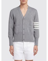 Thom Browne - Wool V-Neck Cardigan With Iconic 4-Bar Detail - Lyst