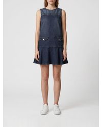 Ganni - Sleeveless A-Line Cotton Mini Dress With Ruffles - Lyst
