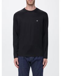 Emporio Armani - Long-Sleeved Cotton T-Shirt With Front Eagle Logo - Lyst