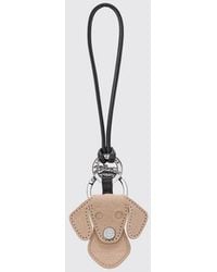 Longchamp - Dog Suede Leather Animal-Shaped Keychain With Ring - Lyst