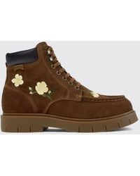 Camper - Twins Floral Suede Lace-Up Boots With Padded Ankle - Lyst