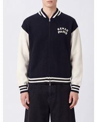 KENZO - Zipped Cotton Cardigan With Contrast Logo And Side Slit Pockets - Lyst