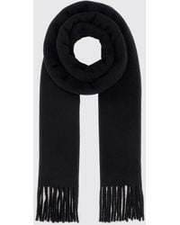 Ami Paris - Rectangular Pure Wool Scarf With Logo And Fringed Hem - Lyst