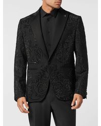 Philipp Plein - Single-Breasted Wool Blazer With Crystal Embroidery - Lyst