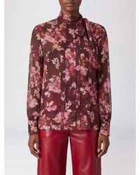 Nissa - Floral Print Viscose Blouse With A Pussy-Bow Neck And Long Sleeves - Lyst