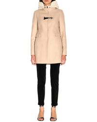 Fay Double Front Coat With Frogs And Hood - Natural