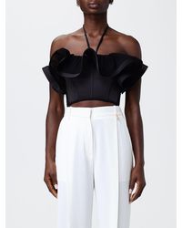 Elisabetta Franchi - Crêpe Top With Ruffles - Lyst