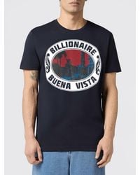 Billionaire - Slim Fit Cotton T-Shirt With Graphic Print And Embroidered Logo - Lyst