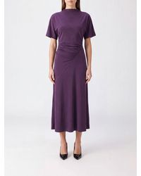 Victoria Beckham - Blousey Stretch-Jersey Short-Sleeved Midi Sheath Dress - Lyst