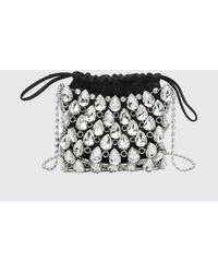 Self-Portrait - Rhinestone Embellished Satin Bucket Clutch - Lyst