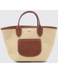 Longchamp - Xs Le Pliage Collection Raffia And Leather Bag - Lyst