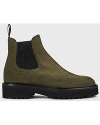Doucal's - Suede Ankle Boots With Brogue Motif - Lyst