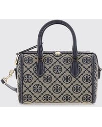 Tory Burch - T Monogram Mini Jacquard Canvas Boston Bag With Double Handle - Lyst