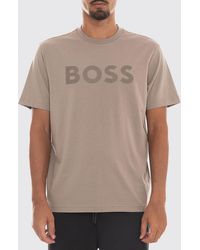 BOSS - Crew-Neck Cotton T-Shirt With Tone-On-Tone Logo - Lyst