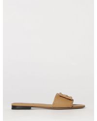 Fendi - Baguette Flache Sandalen Aus Genarbtem Kalbsleder Mit Ff-Monogramm - Lyst