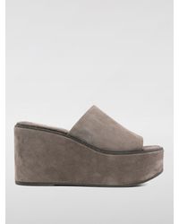 Brunello Cucinelli - Mules Aus Veloursleder Mit Keilabsatz Und Zierperlen - Lyst