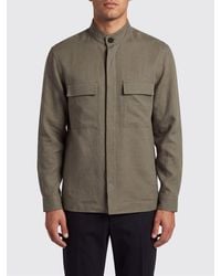 ZEGNA - Linen Shirt Jacket With Mandarin Collar And Patch Pockets - Lyst
