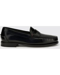 Santoni - Calf Leather Penny Loafers With Saddle Strap And Raised Apron Toe - Lyst