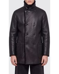 Giorgio Armani - Double-Breasted Lamb Shearling Coat With High Collar - Lyst
