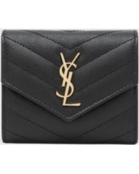 Saint Laurent - Cassandre Grain De Poudre Leather Wallet - Lyst