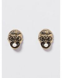 Etro - Mask Brass Earrings With Synthetic Pearls - Lyst