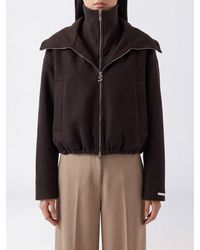 Sportmax - Wool Bomber Jacket With High Neck And Zip Fastening - Lyst