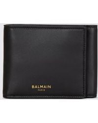 Balmain - Tri-Fold Lambskin Leather Wallet With 12 Card Slots - Lyst