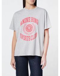 Anine Bing - Oversize Cotton T-Shirt With Contrasting Logo And Dropped Shoulders - Lyst