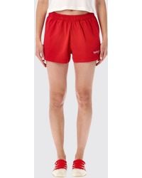 Sporty & Rich - Sporty &Amp Rich Cotton Jogging Shorts With Contrasting Embroidered Logo - Lyst