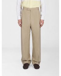 Ferragamo - Cotton And Linen Blend Wide Leg Trousers - Lyst
