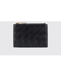Bottega Veneta - Flat Woven Nappa Leather Card Holder With Zipped Pocket - Lyst