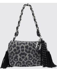 La Carrie - Suede Mini Shoulder Bag With Animal Print And Charms - Lyst